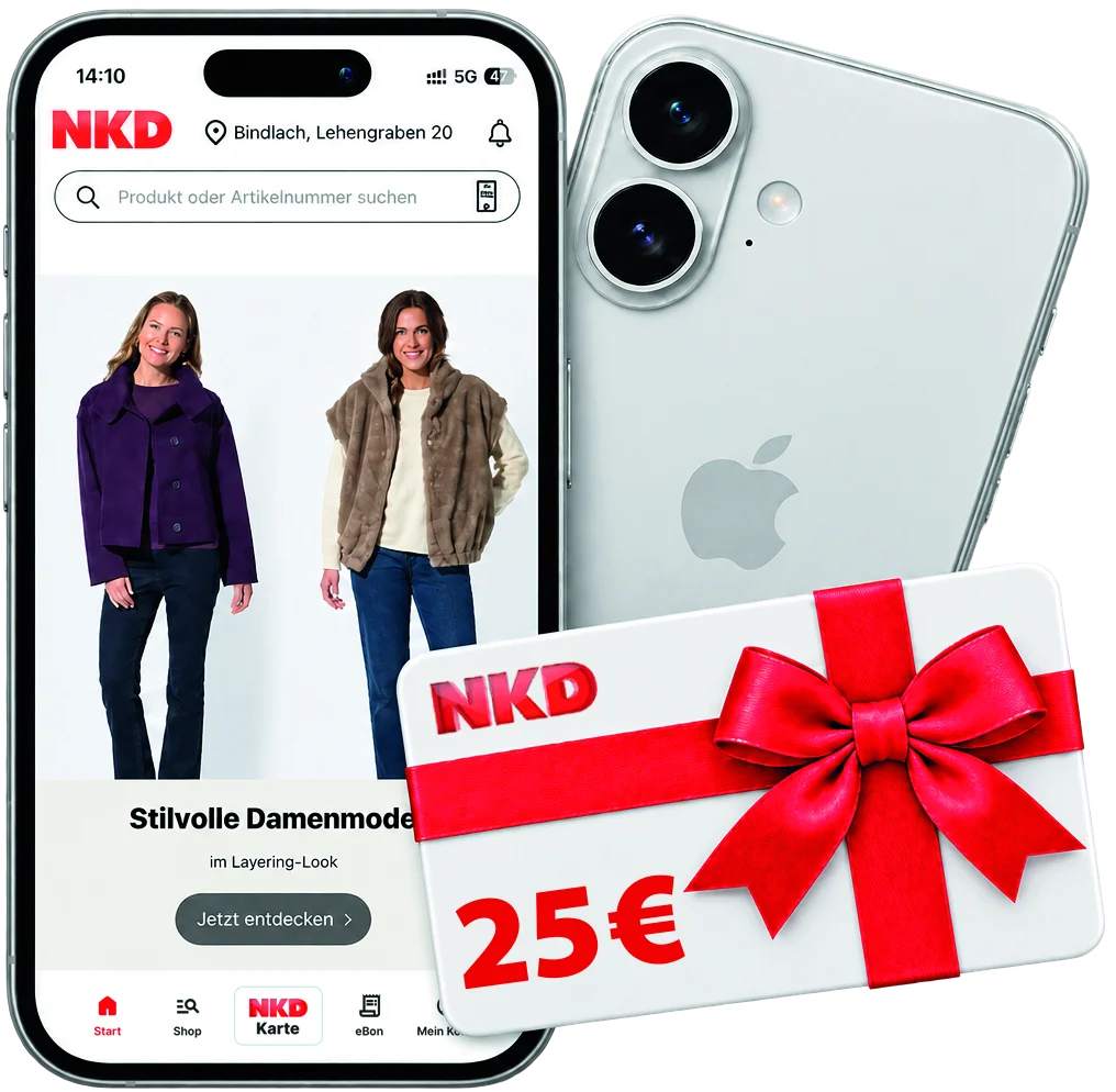 iPhone 17 mit NKD-App und 25-Euro-NKD-Einkaufsgutschein